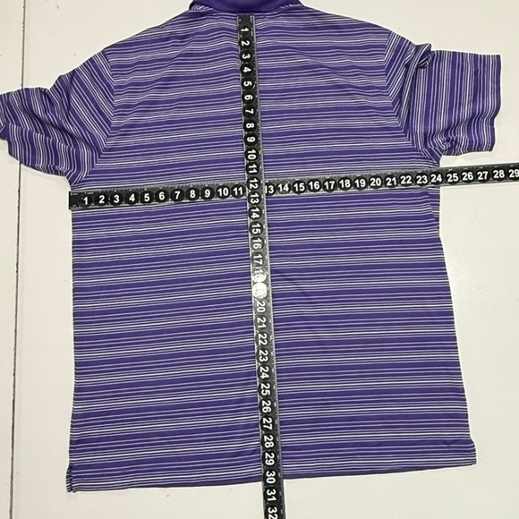 Nike Golf Shirt Mens XL Purple White Striped Dri-FIT Short Sleeve Polo Wicking - Picture 4 of 9